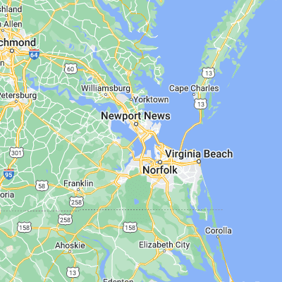 Map showing location of Newport News (36.978760, -76.428000)