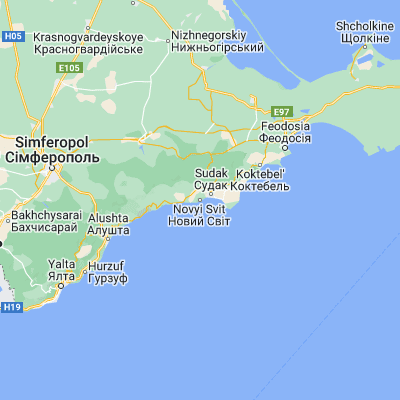 Map showing location of Novyi Svit (44.830870, 34.913700)