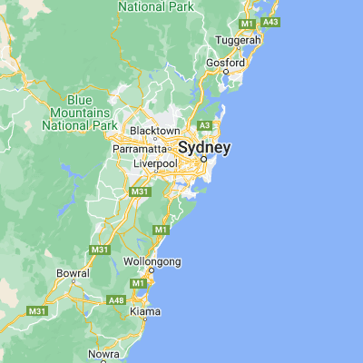 Map showing location of Oatley (-33.983330, 151.066670)