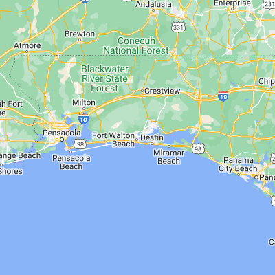 Map showing location of Ocean City (30.441030, -86.613560)