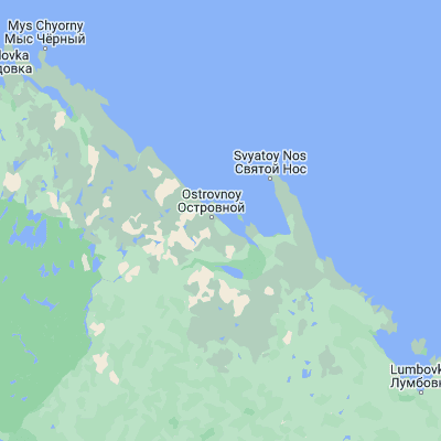 Map showing location of Ostrovnoy (68.053060, 39.513060)