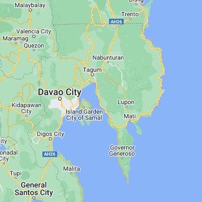 Map showing location of Pantukan (7.163330, 125.899170)