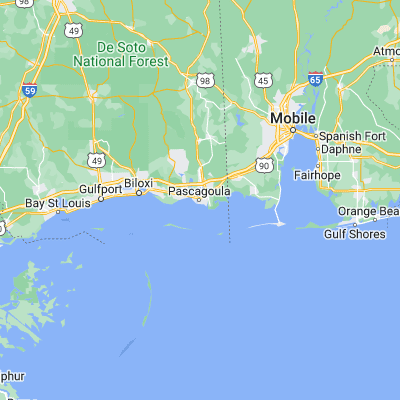 Map showing location of Pascagoula (30.365760, -88.556130)