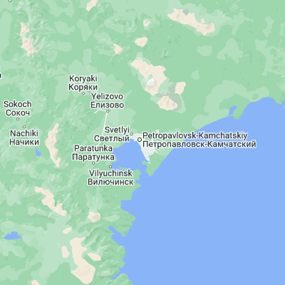 Map showing location of Petropavlovsk-Kamchatskiy (53.046500, 158.651310)