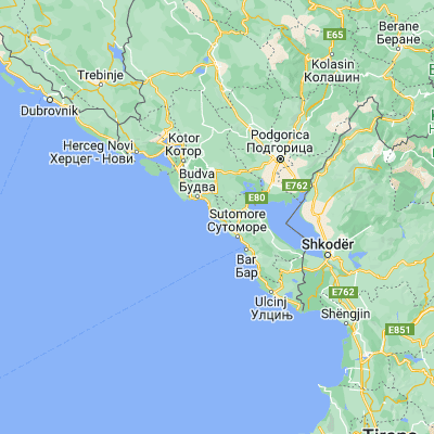 Map showing location of Petrovac na Moru (42.205560, 18.942500)