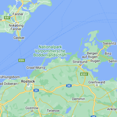 Map showing location of Pruchten (54.378430, 12.674360)