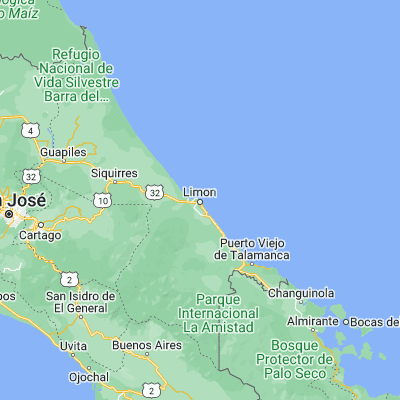 Map showing location of Puerto Limón (10.000000, -83.033330)