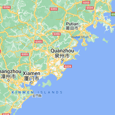 Map showing location of Quanzhou (24.913890, 118.585830)