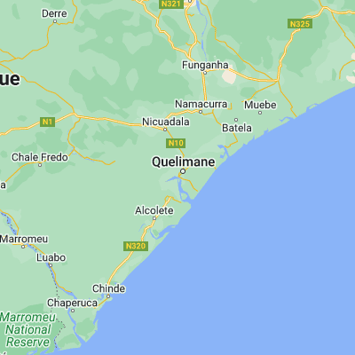 Map showing location of Quelimane (-17.878610, 36.888330)