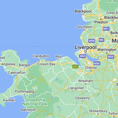 Map showing location of Rhyl (53.319550, -3.488620)
