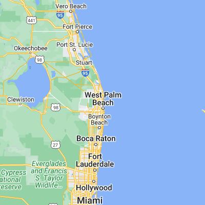 Map showing location of Riviera Beach (26.775340, -80.058100)