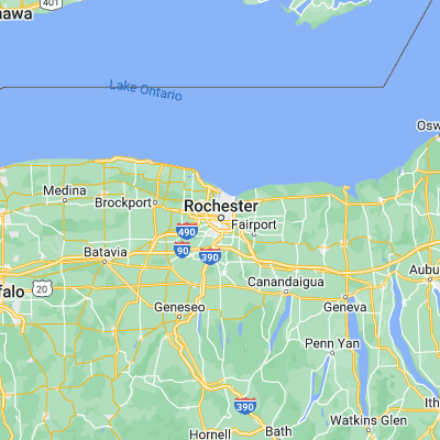 Map showing location of Rochester (43.154780, -77.615560)