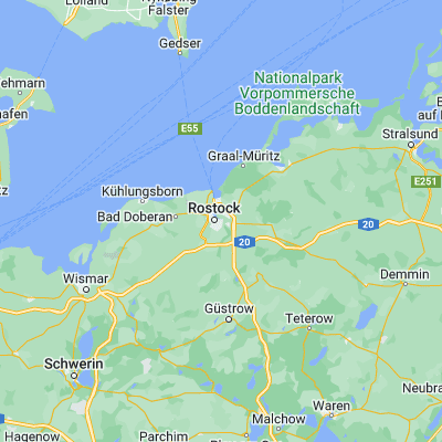 Map showing location of Rostock (54.088700, 12.140490)