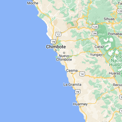 Map showing location of Samanco (-9.261670, -78.496110)