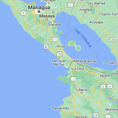 Map showing location of San Juan del Sur (11.252920, -85.870490)