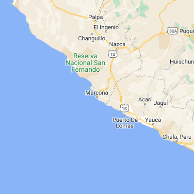Map showing location of San Juan (-15.365280, -75.162220)