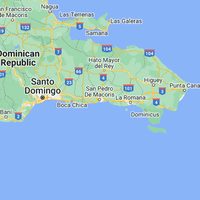 Map showing location of San Pedro de Macorís (18.461560, -69.297180)