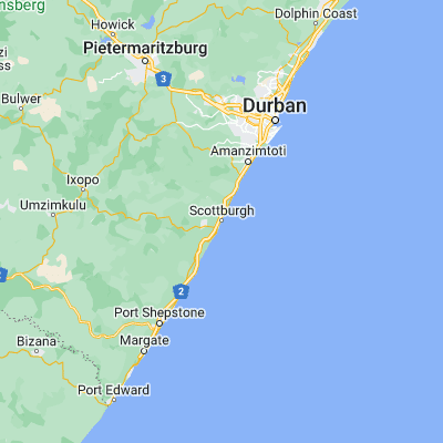 Map showing location of Scottburgh (-30.286660, 30.753160)