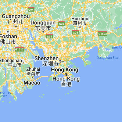 Map showing location of Shenzhen (22.545540, 114.068300)