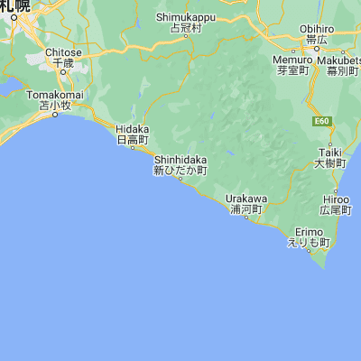 Map showing location of Shizunai (42.333890, 142.366940)