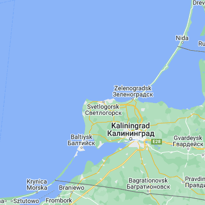 Map showing location of Svetlogorsk (54.939870, 20.154790)