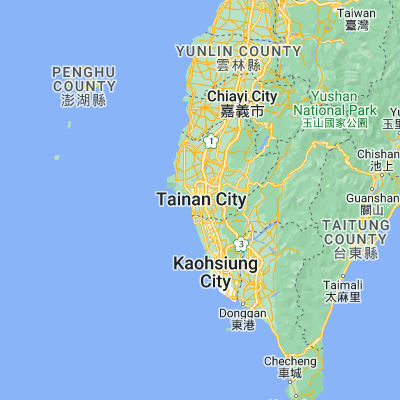 Map showing location of Tainan (22.990830, 120.213330)