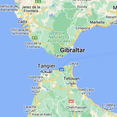 Map showing location of Tarifa (36.013930, -5.606950)