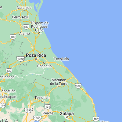 Map showing location of Tecolutla (20.483330, -97.016670)