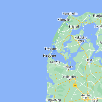 Map showing location of Thyborøn (56.698460, 8.212380)