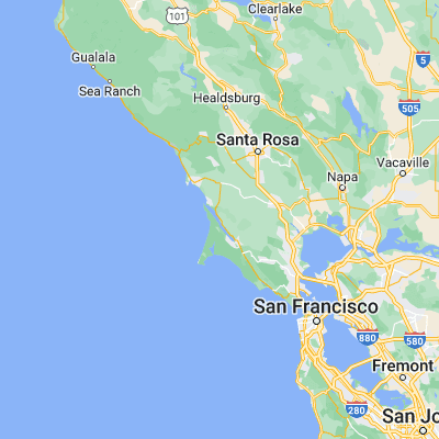 Map showing location of Tomales Bay (38.169640, -122.910000)