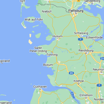 Map showing location of Tönning (54.318790, 8.942340)