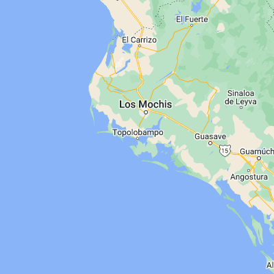 Map showing location of Topolobampo (25.603670, -109.054080)