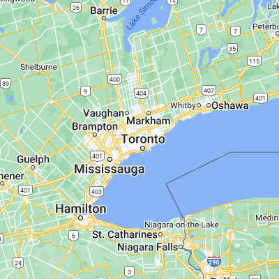 Map showing location of Toronto (43.700110, -79.416300)