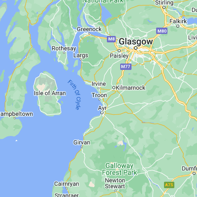 Map showing location of Troon (55.543590, -4.663350)