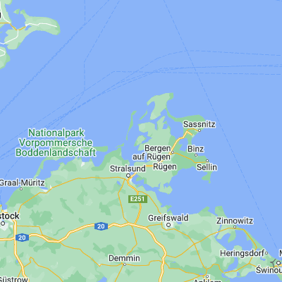 Map showing location of Ummanz (54.466670, 13.183330)
