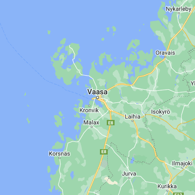 Map showing location of Vaasa (63.096000, 21.615770)