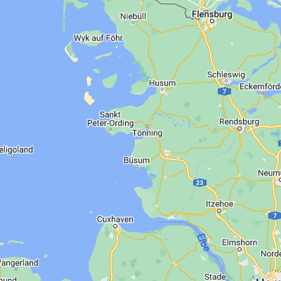 Map showing location of Wesselburenerkoog (54.250000, 8.883330)