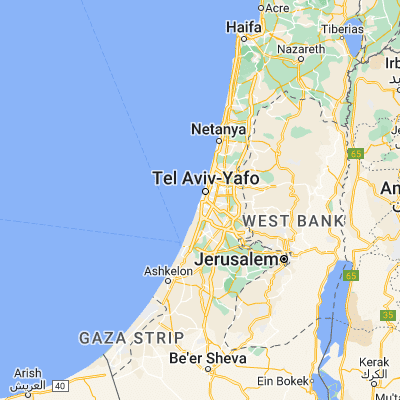 Map showing location of Yafo (32.050430, 34.752240)