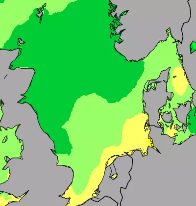 North Sea temperature map