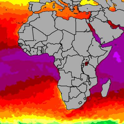 Today Africa sea temperatures