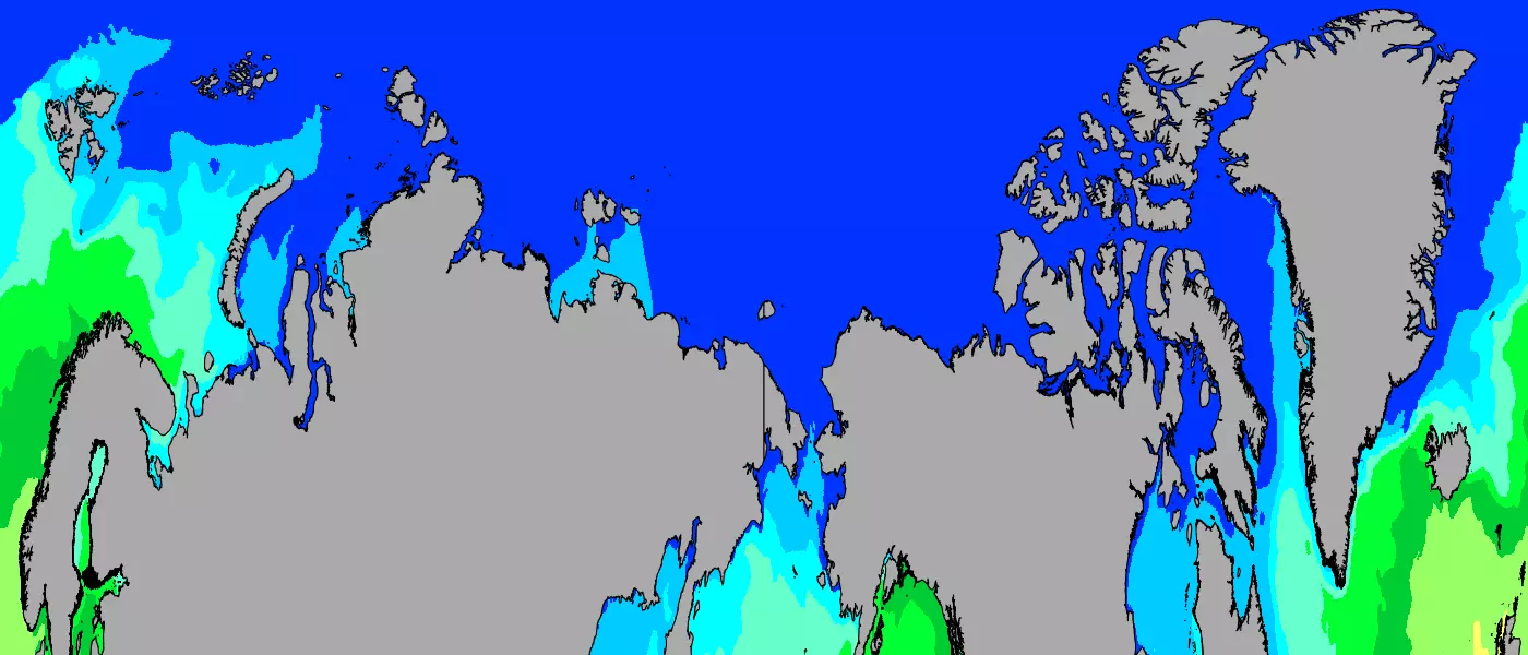 Current Arctic Ocean sea temperatures heatmap