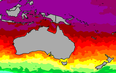 Today Australia & Pacific sea temperatures