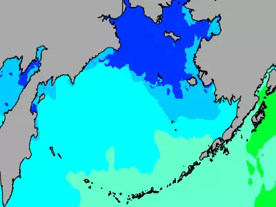 Bering Sea temperature map