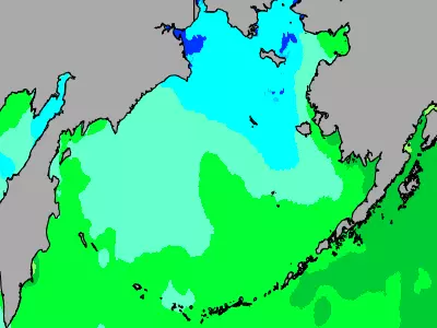 Bering Sea temperature map