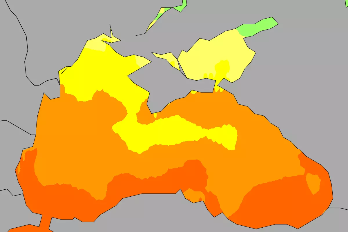 Current Black Sea sea temperatures heatmap