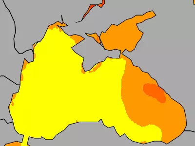 Black Sea temperature map