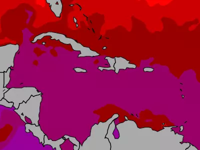 Caribbean Sea temperature map