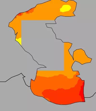 Caspian Sea temperature map