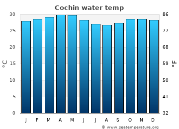 Cochin average sea sea_temperature chart