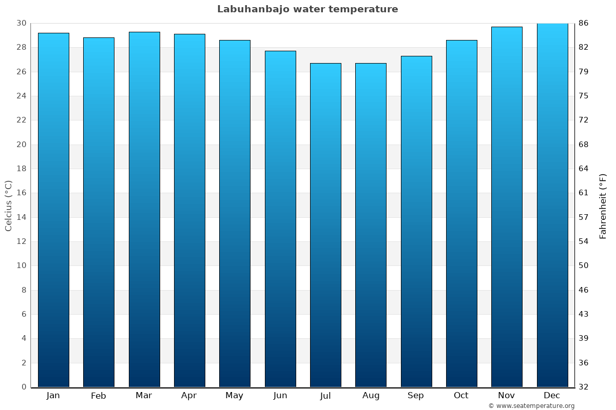 Labuhanbajo average water temp chart
